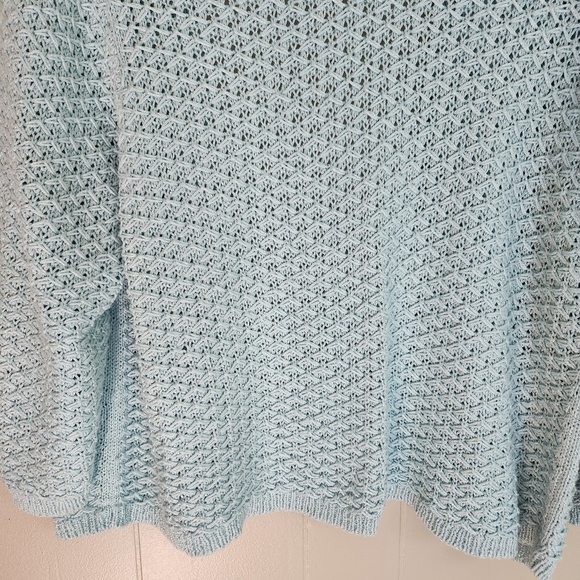 Chico's Open Front Cardigan Aqua Blue Open Knit Size 3 16 - Picture 6 of 10